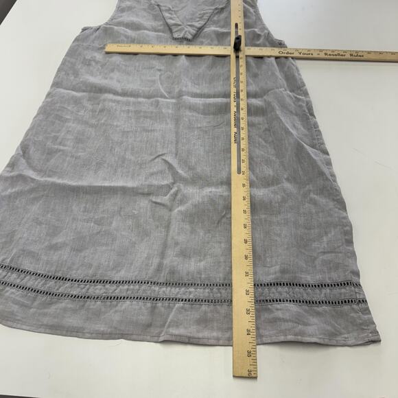Sigrid Olsen Linen Tunic Dress Womens Small Gray Sleeveless V Neck Shift Trim - Picture 5 of 6
